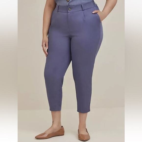 Torrid Slim Taper Stretch Linen Blend Mid Rise Cropped Pants Sz 18 Plus NEW - Picture 1 of 11